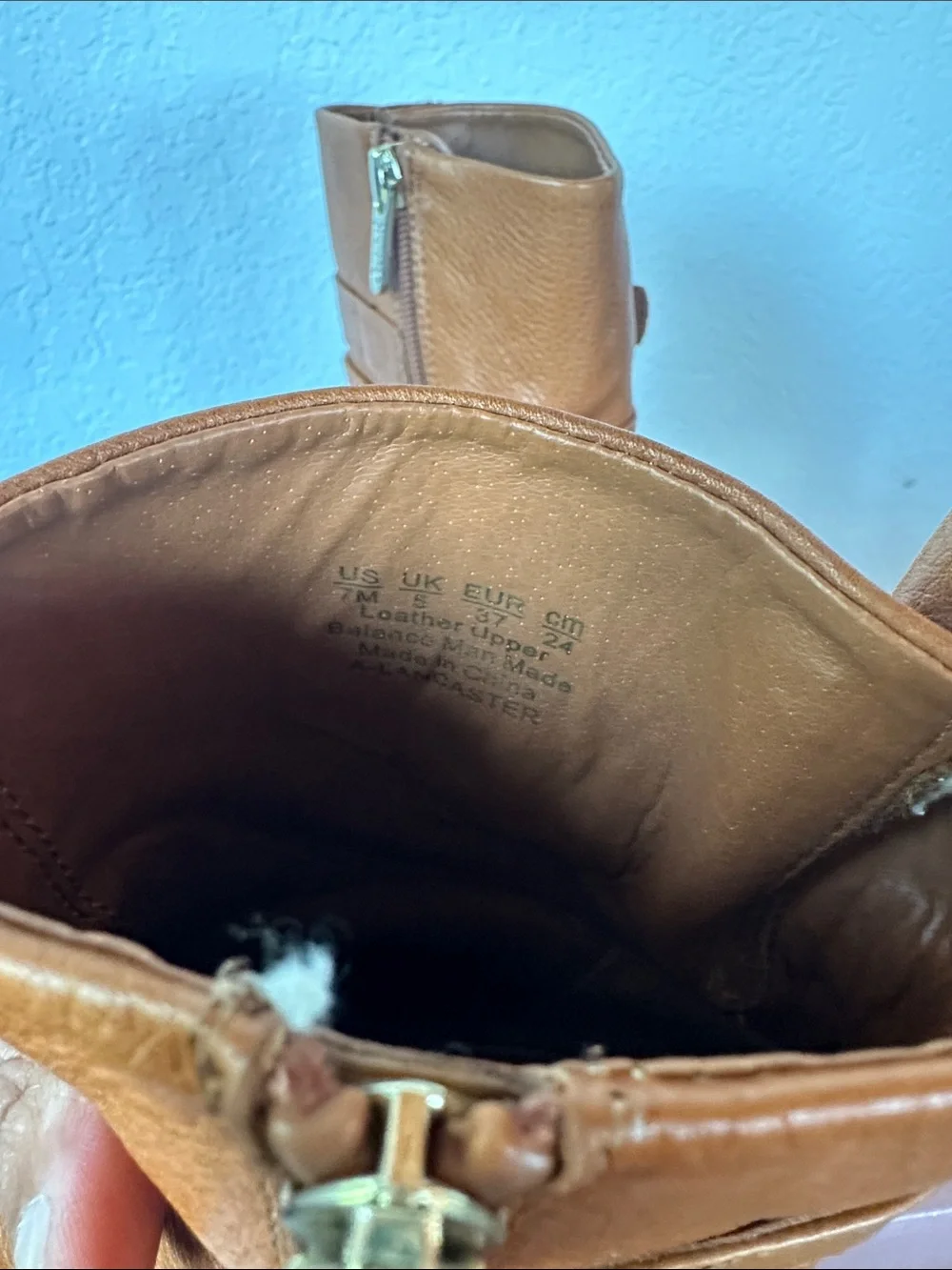 Franco Sarto Cognac Leather Ankle Boots with Buckle